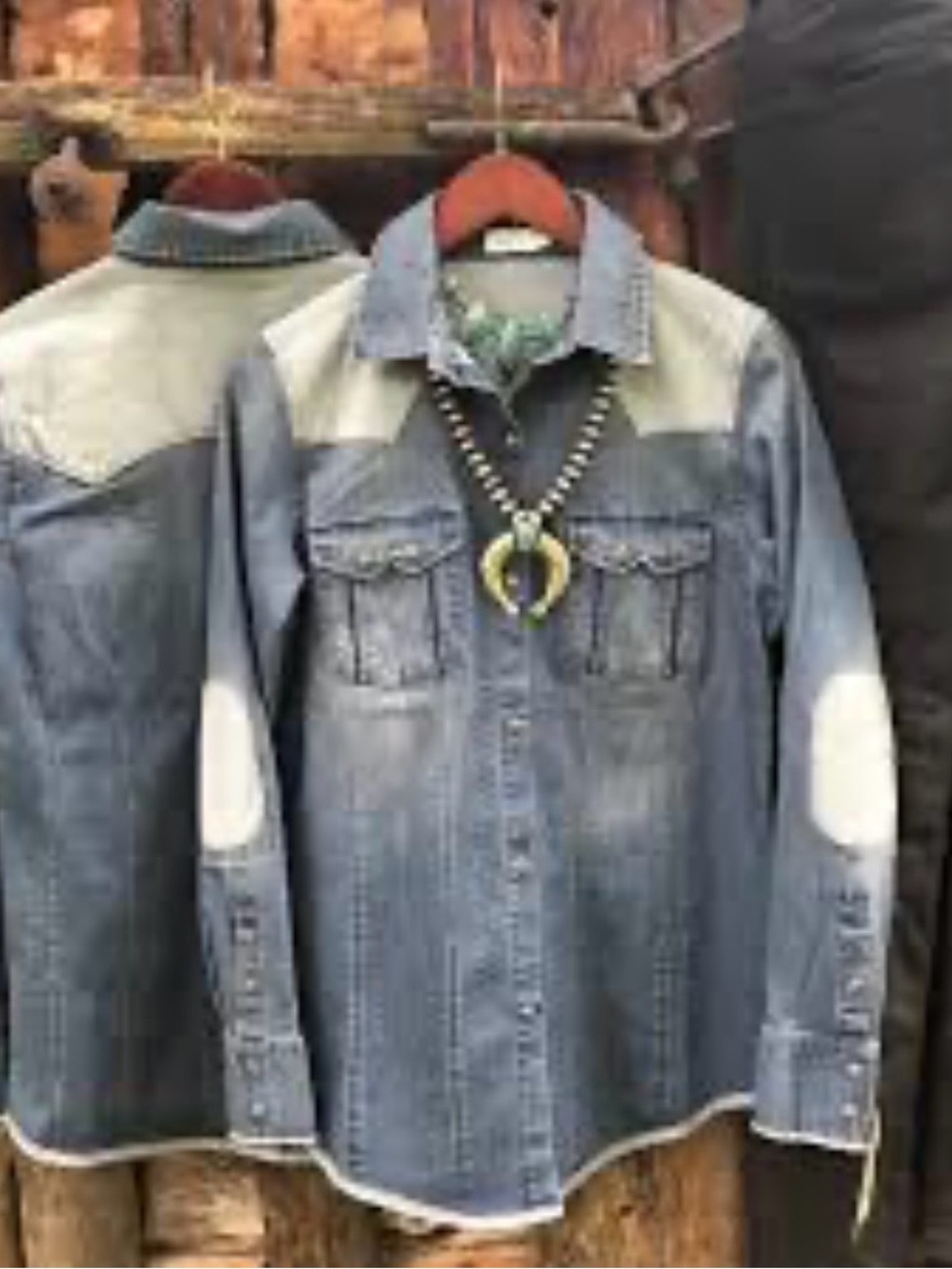 Tasha Polizzi soft denim western pearl snap shirt medium stretches